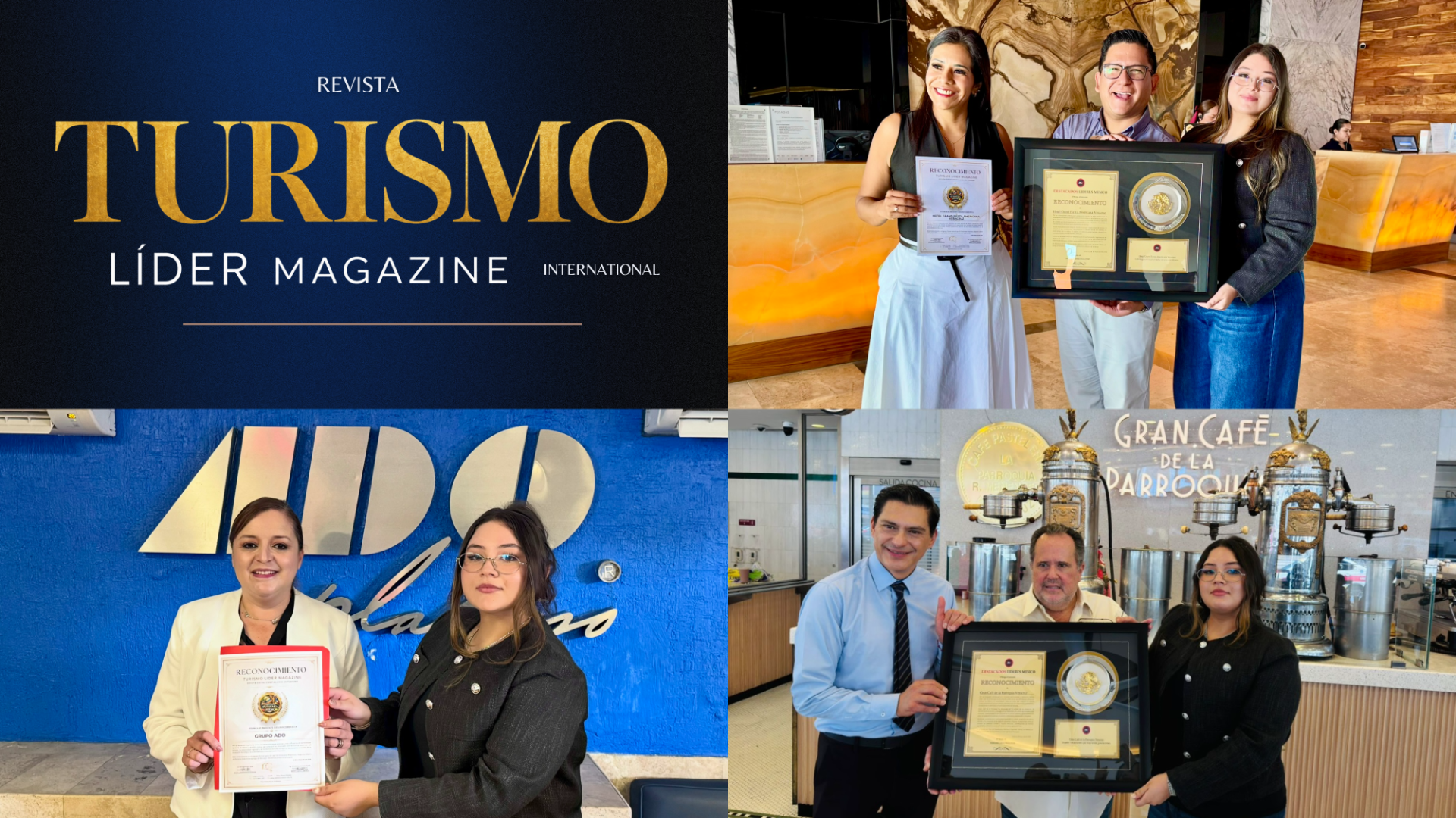 LA REVISTA TURISMO LÍDER MAGAZINE RECONOCE A GRAND FIESTA AMERICANA VERACRUZ, MOBILITY ADO Y GRAN CAFÉ DE LA PARROQUIA COMO PARTE DEL TOP 100 EMPRESAS LÍDERES DEL TURISMO 2026.
Grand Fiesta Americana Veracruz, Mobility ADO y Gran Café de La Parroquia fueron distinguidas por su trayectoria, excelencia y aportación al desarrollo turístico, cultural y empresarial de México.